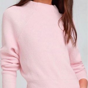 Free People Pink Mock Neck Knit Sweater || Size S